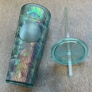 Starbucks Mermaid Green Iridescent Rainbow Clear Venti Tumbler 24oz Cup New